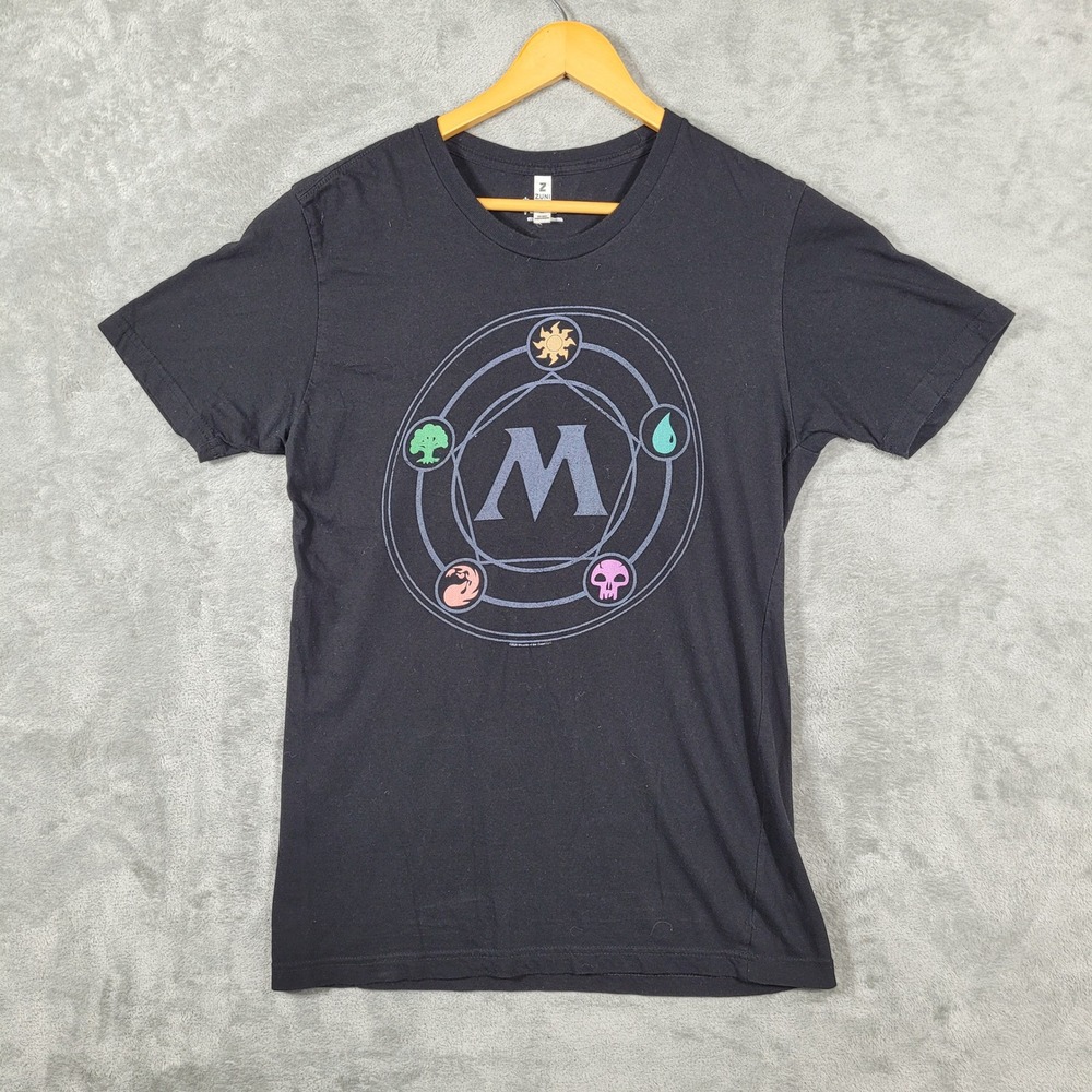 Magic The Gathering T-Shirt Women Medium Black Mana Symbols Graphic Cotton Tee